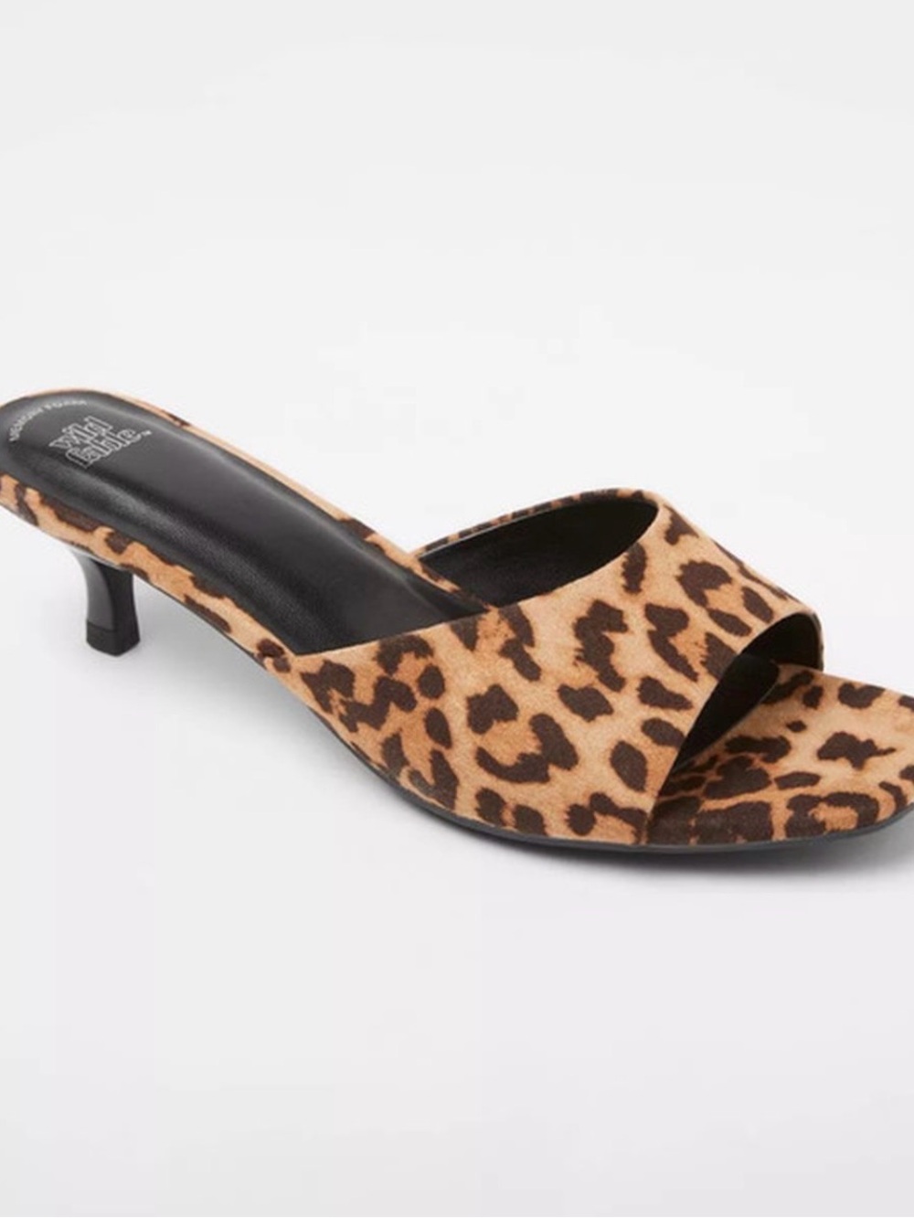 Leopard-Print Open Toe Kitten Heel Mule - Brown/Black - Sizes 7